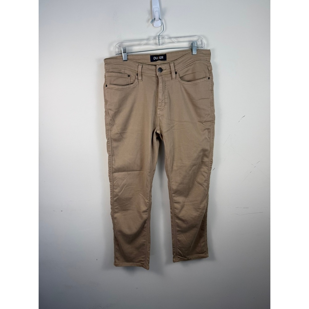 DU/ER Performance Denim Straight Fit Khaki Tan Pants 33x30 MFNT1003 Mens